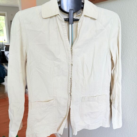 J. Jill Linen Tencel Blend Womens Khaki Lightweight Jacket Summer Spring Cool S - Picture 1 of 6
